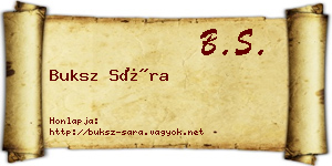 Buksz Sára névjegykártya